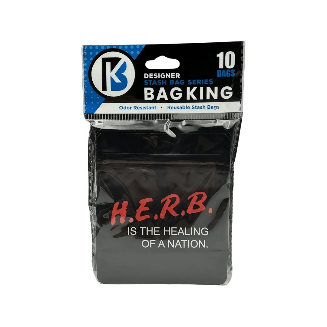 10-Pack Bag King H.E.R.B. Wide Mouth Mylar Bag | 1/8th ounce