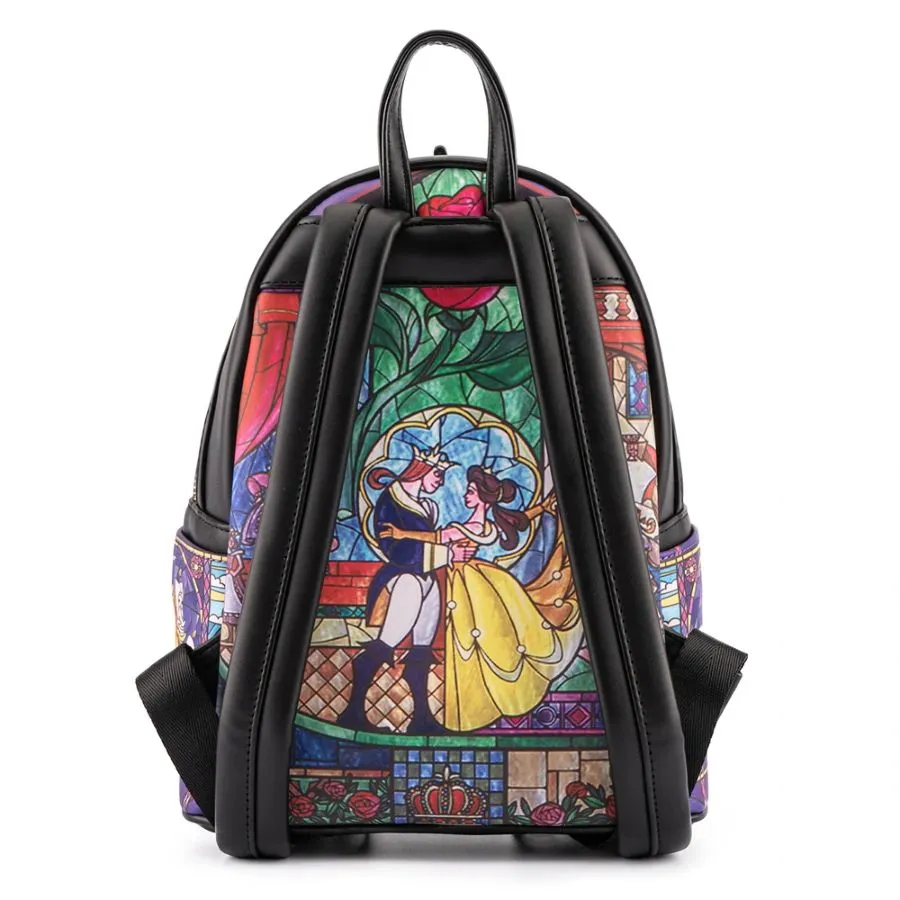 10" Disney : Beauty and the Beast 30th Anniversary - Belle Castle Faux Leather Mini Backpack Bag Loungefly