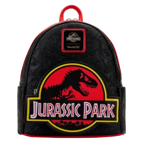 10" Jurassic Park - Logo Debossed Faux Leather Backpack Bag Loungefly