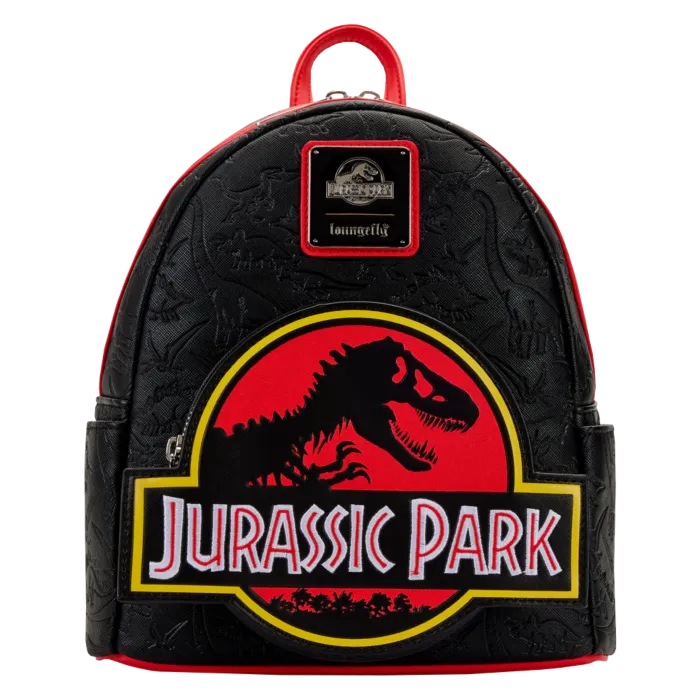 10" Jurassic Park - Logo Debossed Faux Leather Backpack Bag Loungefly