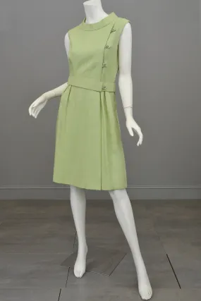 1960s Citrus Lime Green Crystal Buttons Retro Dress by Adele Simpson