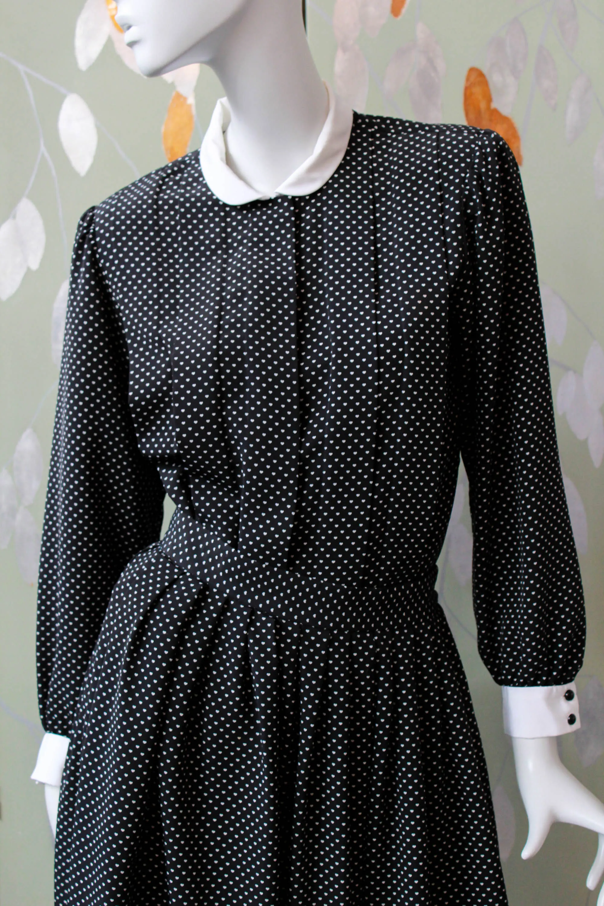 1980s Heart Print Blouse and Skirt Set, Waist 27"