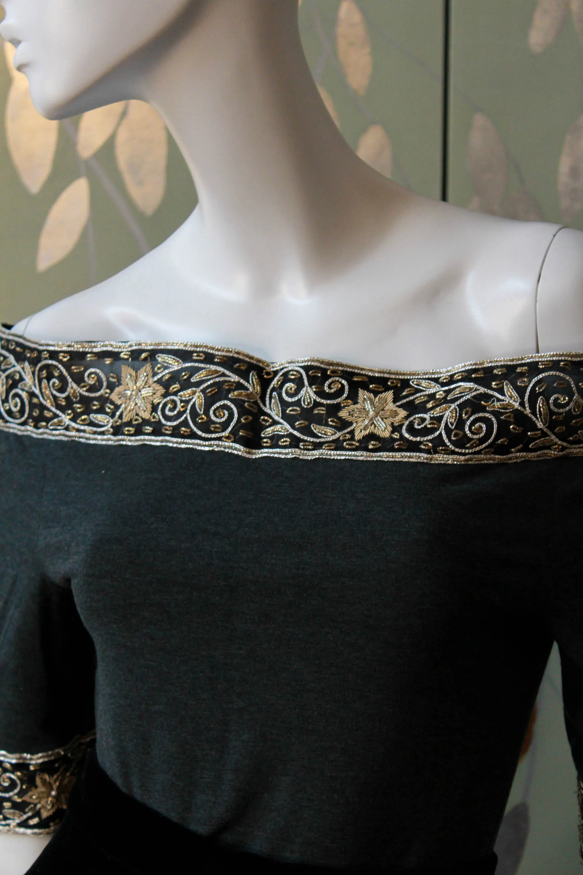 1980s Romeo Gigli Embroidered Off the Shoulder Top, Small