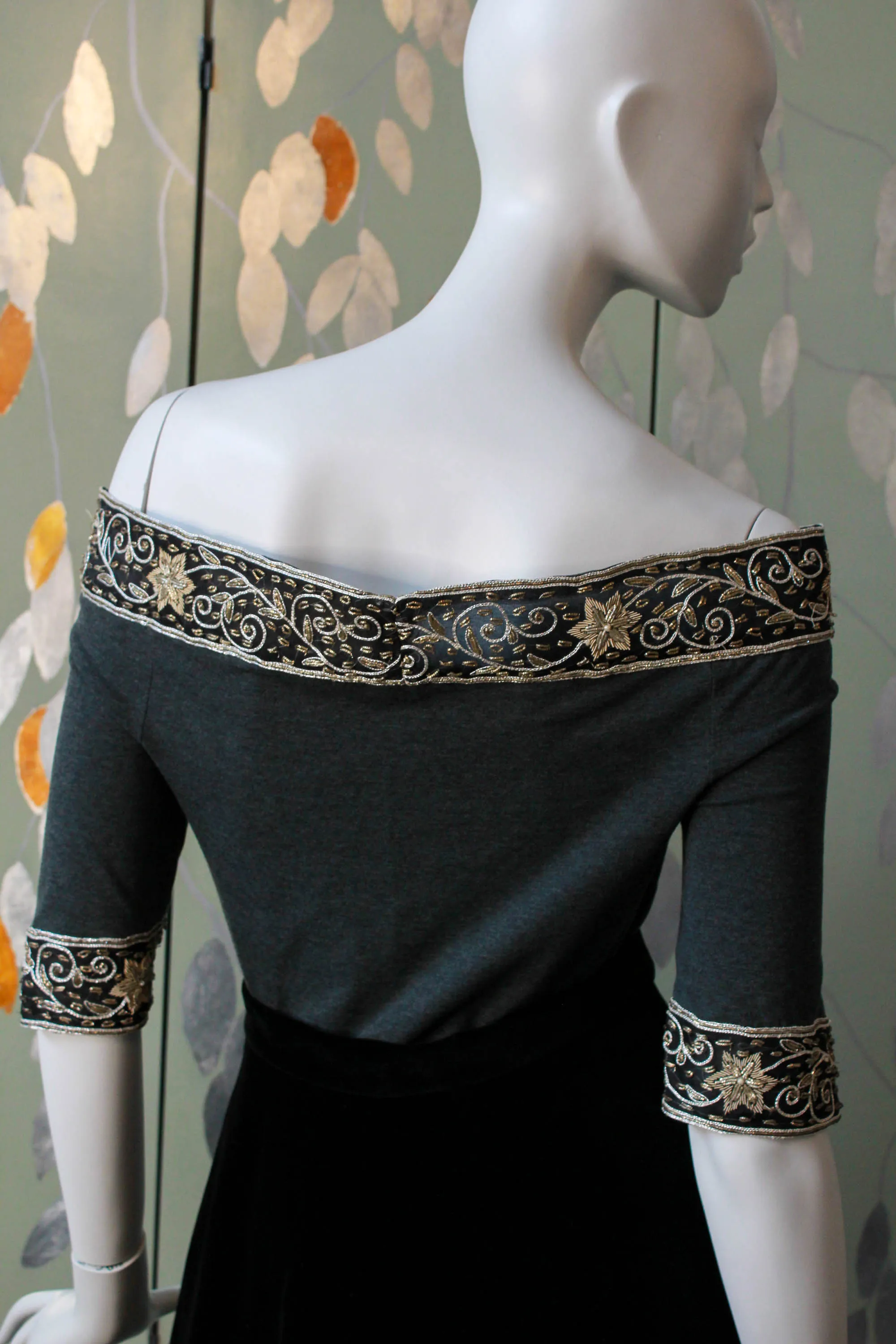 1980s Romeo Gigli Embroidered Off the Shoulder Top, Small