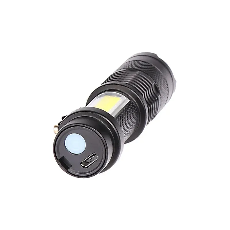 2000LM MINI Flashlights Built in Battery USB Charging LED Flash Light COB Zoomable Waterproof Tactical Torch Lamp Bulbs Lantern