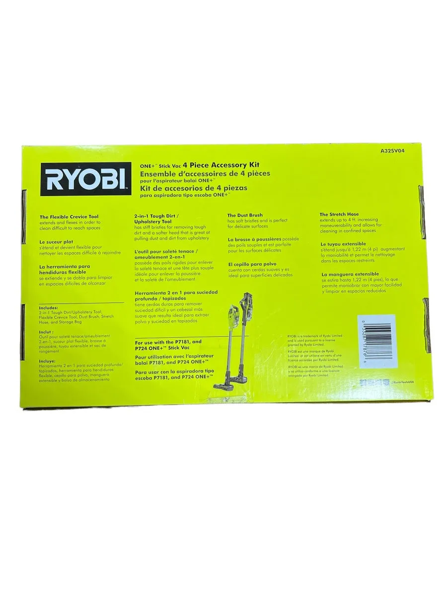 4-Piece Vacuum Accessory Kit for Ryobi 18-Volt ONE  Stick Vacuum Cleaner P7181, P724, and P718