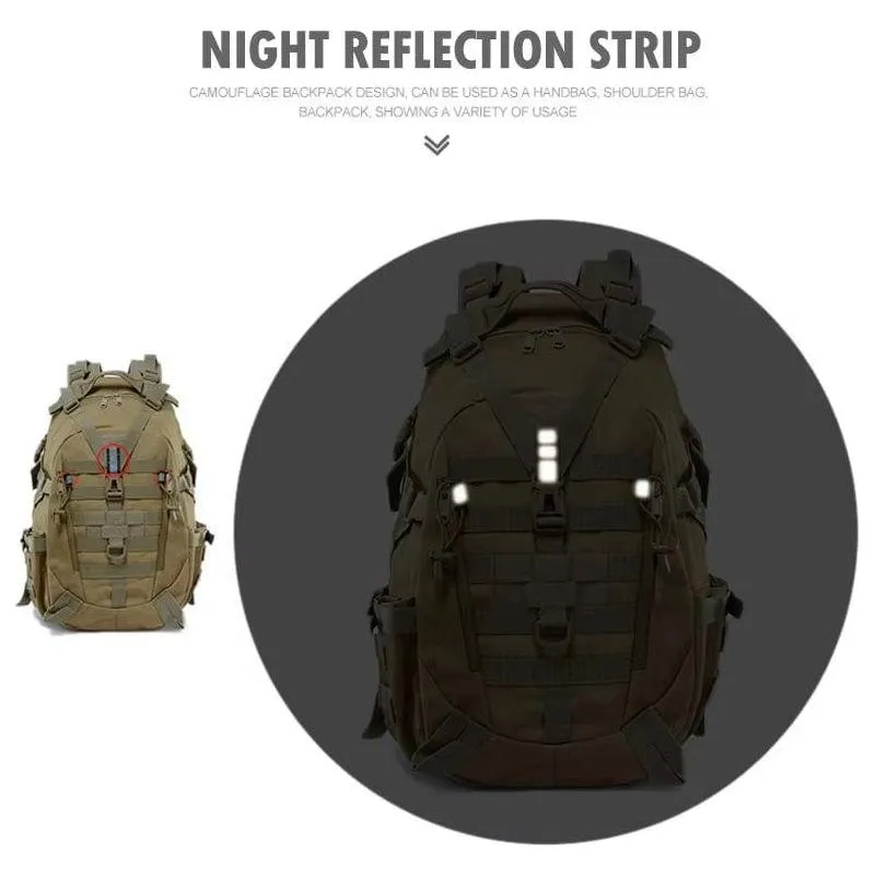 40L Camping Backpack Men'S Bag Travel Bags Tactical Molle Climbing Rucksack Hiking Outdoor Reflective Shoulder Fishing Bag