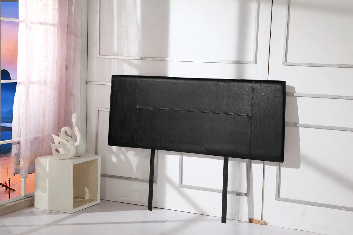 Adjustable Black PU Leather Queen Headboard - Elegant Stitching