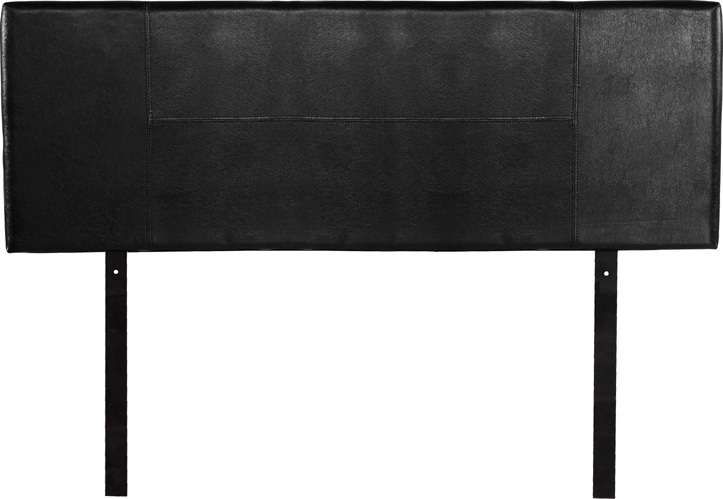 Adjustable Black PU Leather Queen Headboard - Elegant Stitching