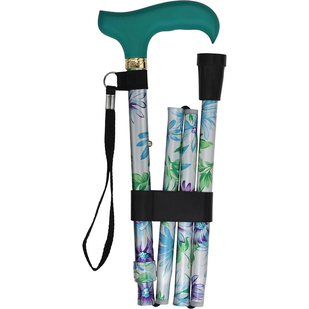 Adjustable Designer Folding Cane - Glorious Gardens Style