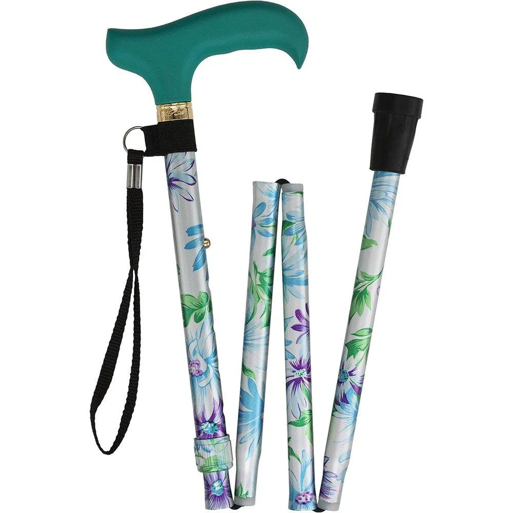 Adjustable Designer Folding Cane - Glorious Gardens Style