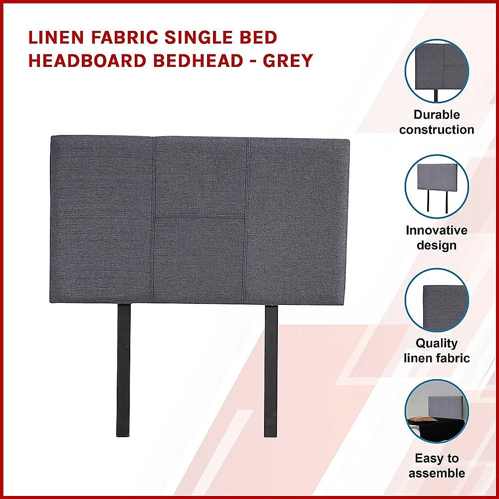 Adjustable Grey Linen Single Bed Headboard - Modern Elegance