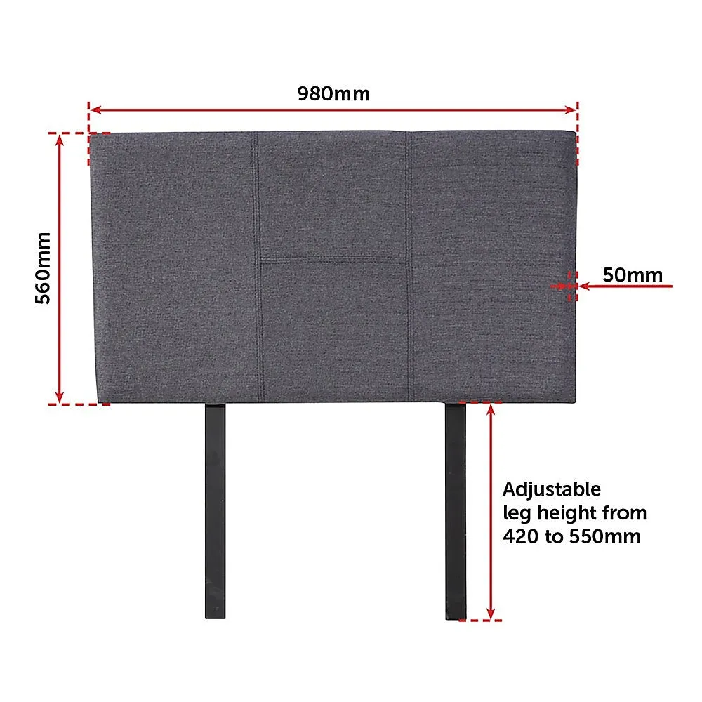 Adjustable Grey Linen Single Bed Headboard - Modern Elegance