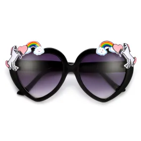 Adorable Unicorn Decorated Heart Sunglasses