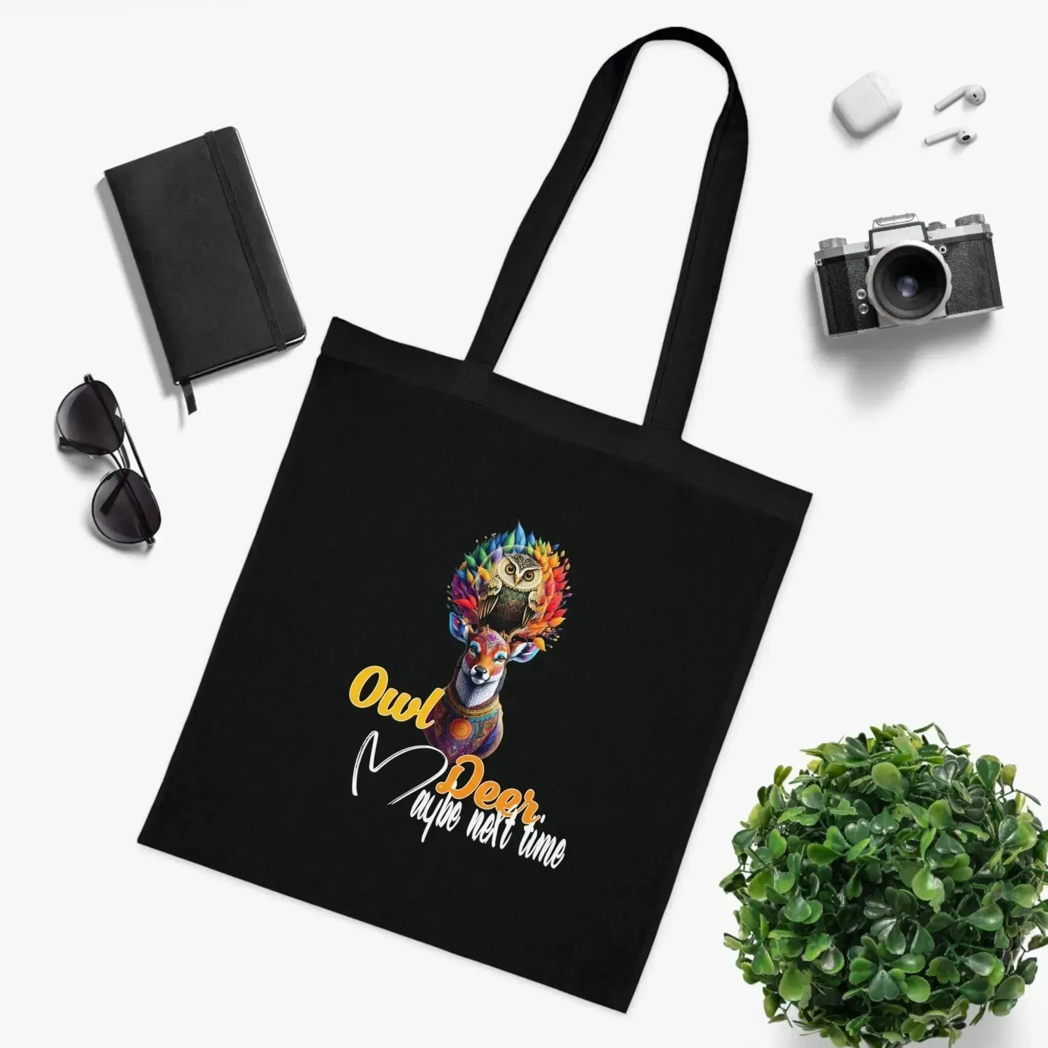 Aesthetic Colorful Owl Deer Cotton Tote