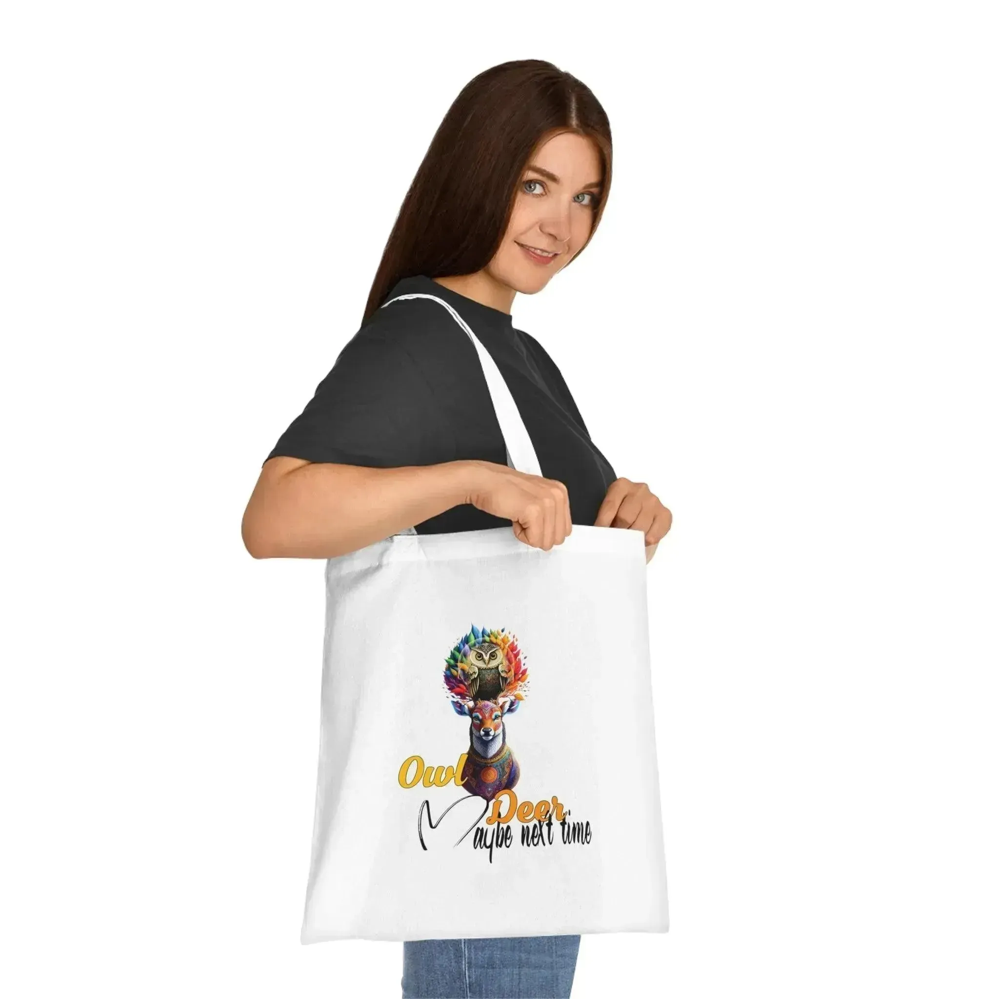 Aesthetic Colorful Owl Deer Cotton Tote