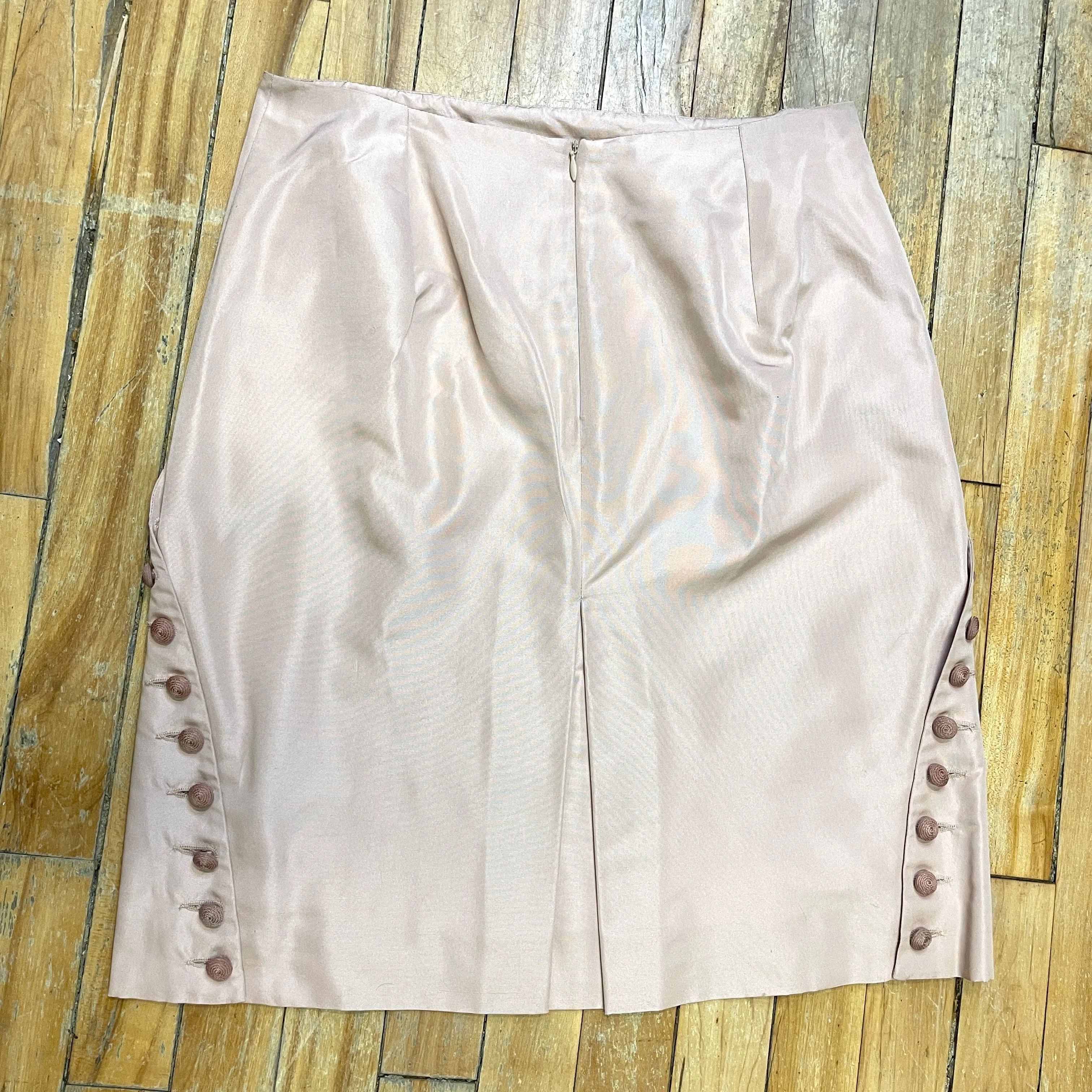 Alexander McQueen Vintage Designer Blush Pink Silk Skirt Made in Italy Size 29"