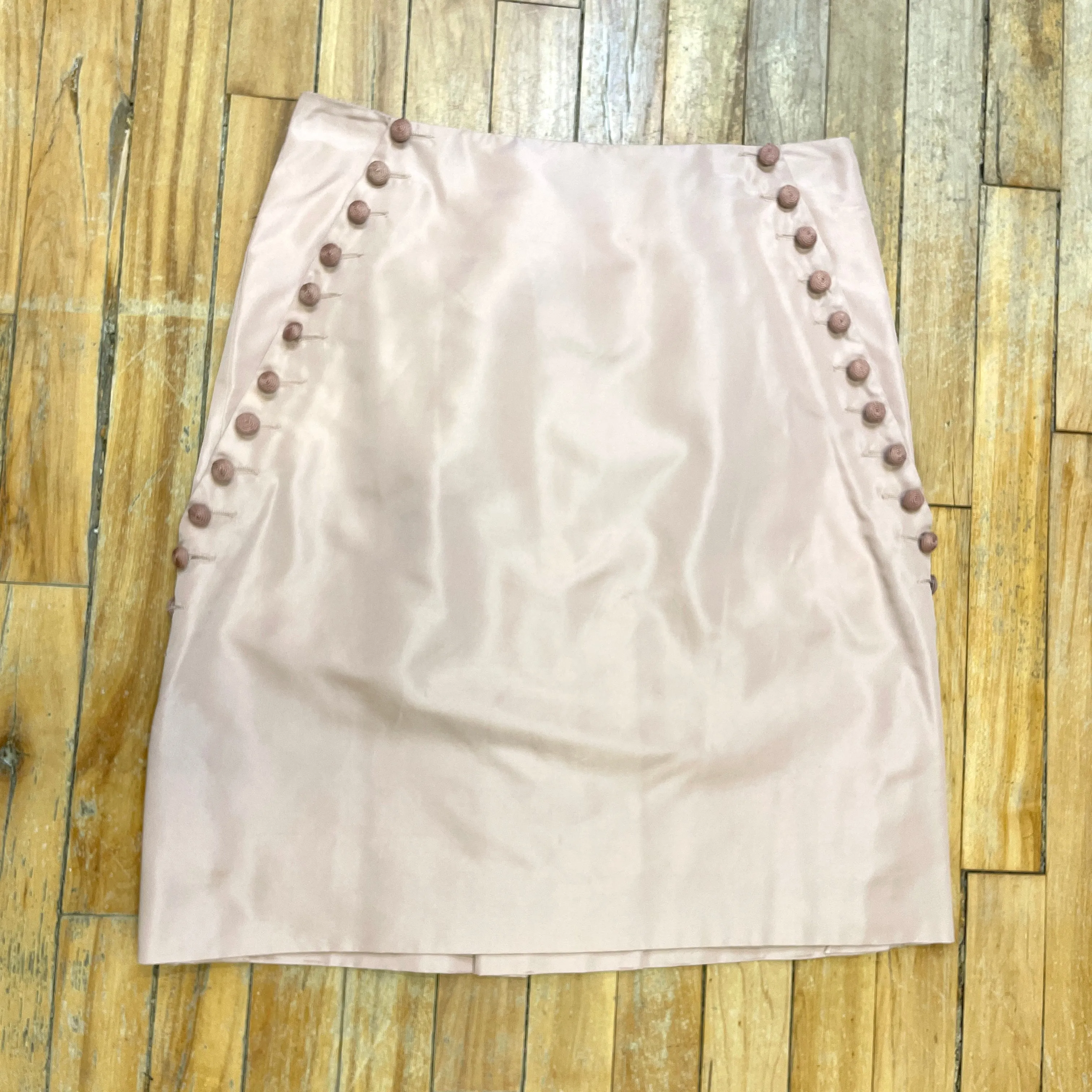 Alexander McQueen Vintage Designer Blush Pink Silk Skirt Made in Italy Size 29"