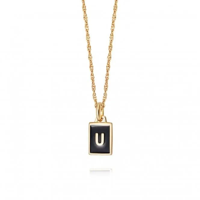 Alphabet Initial 18ct Gold Plated U Necklace BETU_GP