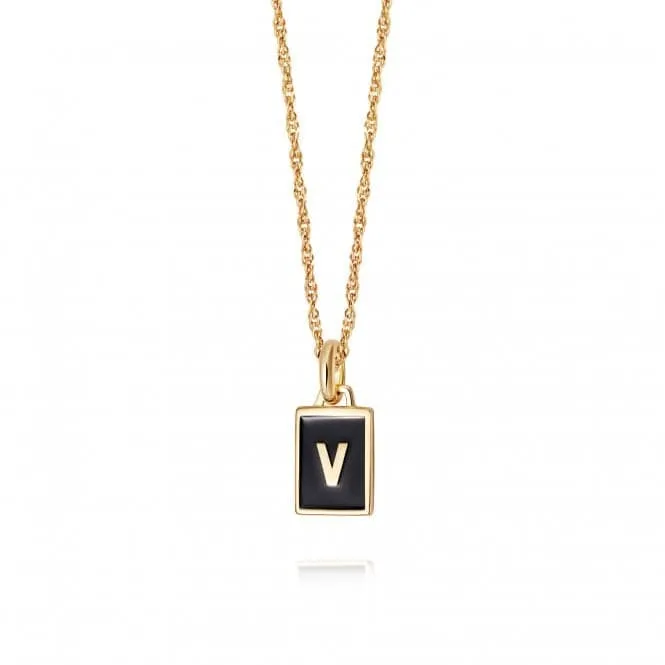 Alphabet Initial 18ct Gold Plated V Necklace BETV_GP