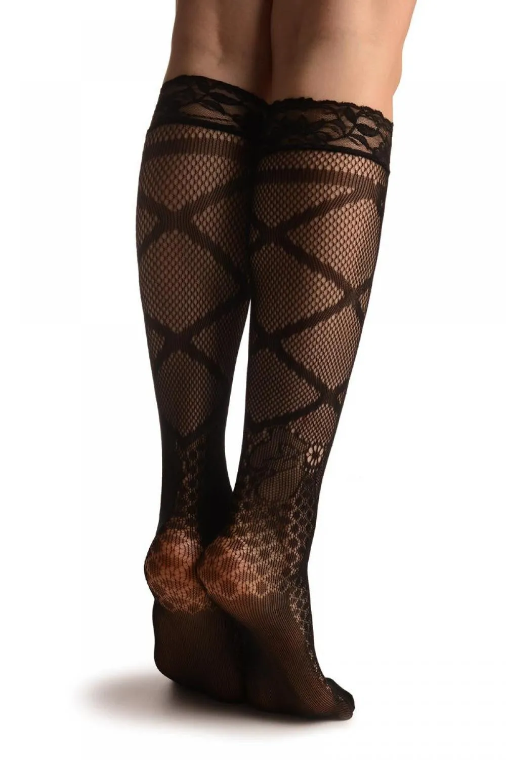 Amazon Bow Black Lace Knee High Socks