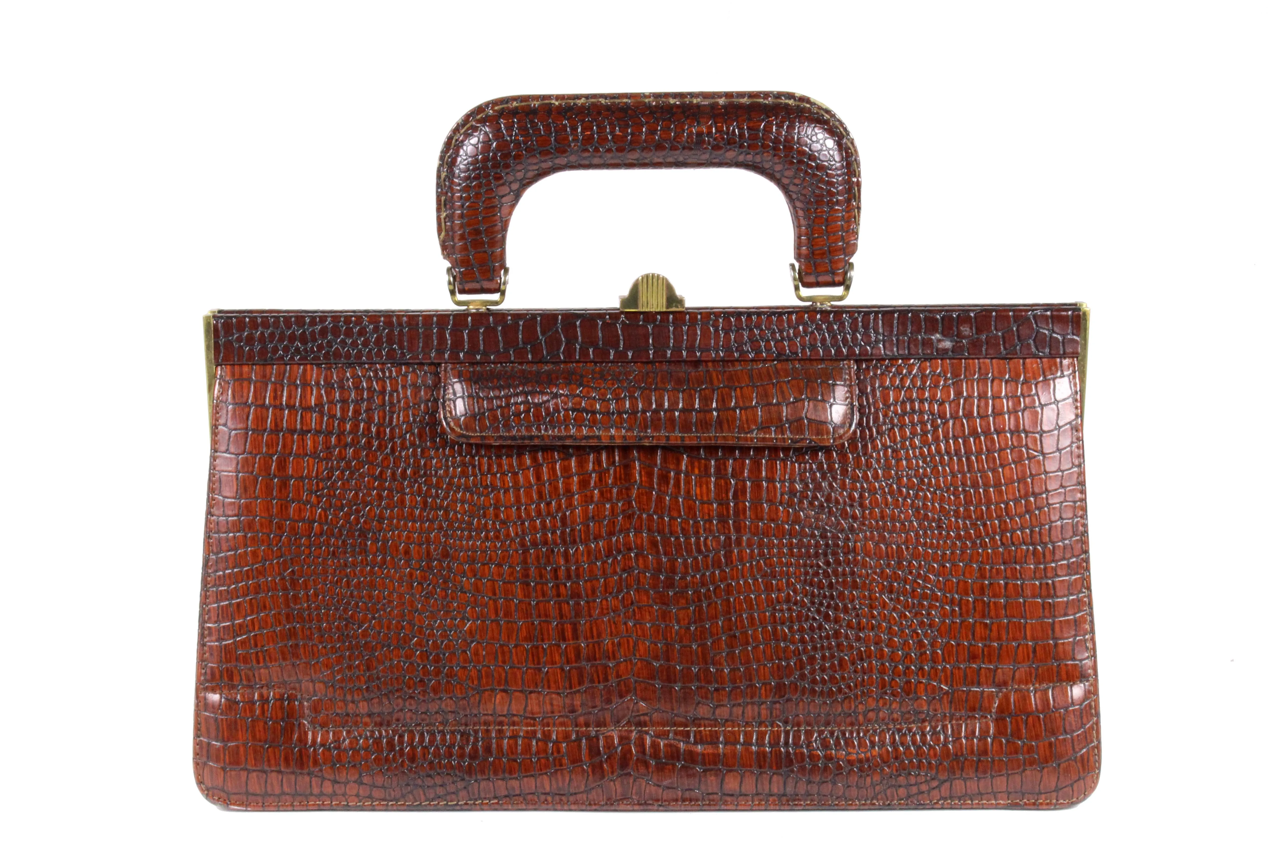 ANDREW GELLER cognac synthetic leather handbag