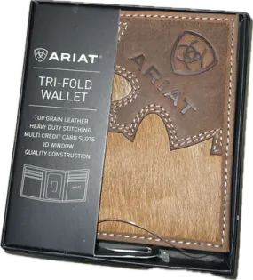 Ariat Brown Calf Hair Men's Trifold Wallet