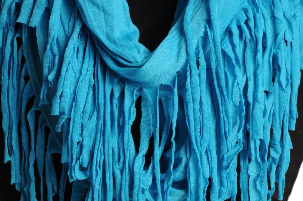 Azure Blue With Tassels Snood Scarf