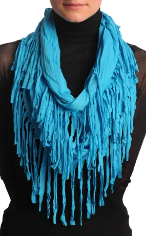 Azure Blue With Tassels Snood Scarf