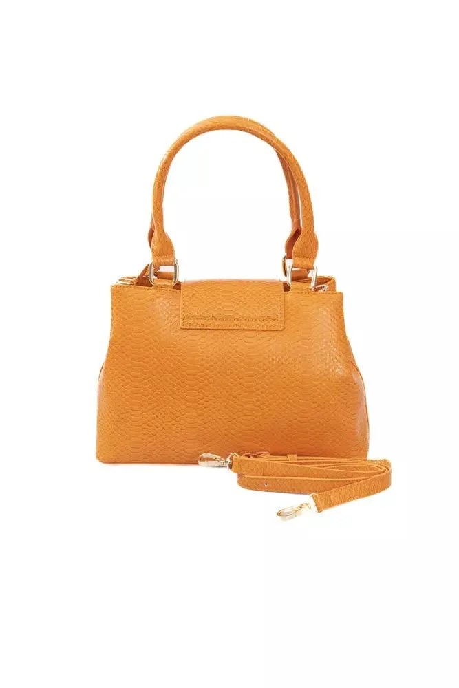 Baldinini Trend Chic Orange Shoulder Flap Bag with Golden Women's Accents