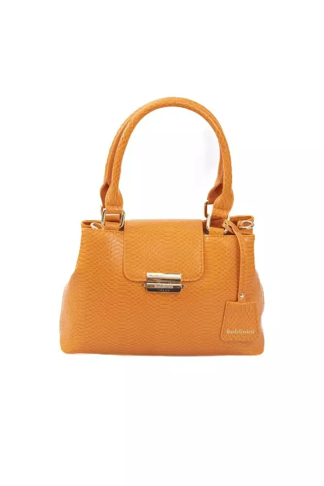 Baldinini Trend Chic Orange Shoulder Flap Bag with Golden Women's Accents