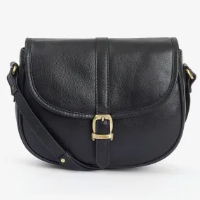 Barbour Laire Medium Leather Saddle Bag in Black