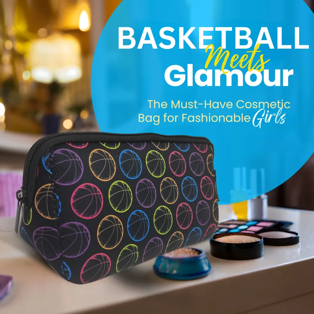 Basketball Cosmetic Bag & Hair Tie Gift Bundle