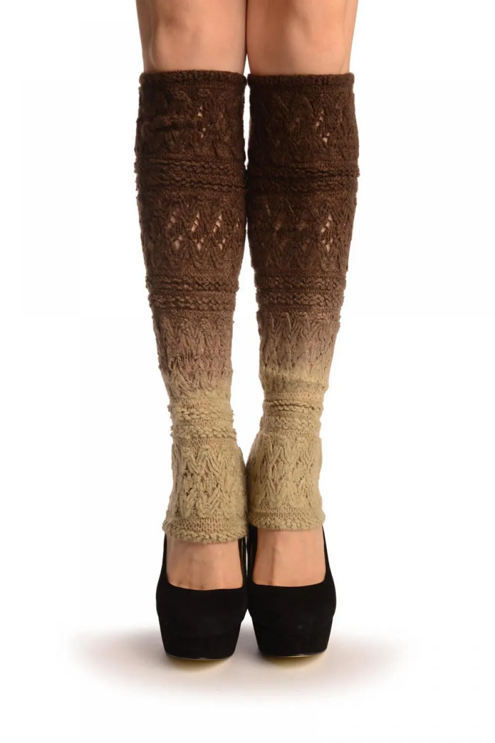 Beige & Brown Ombre Soft Knitted Lace