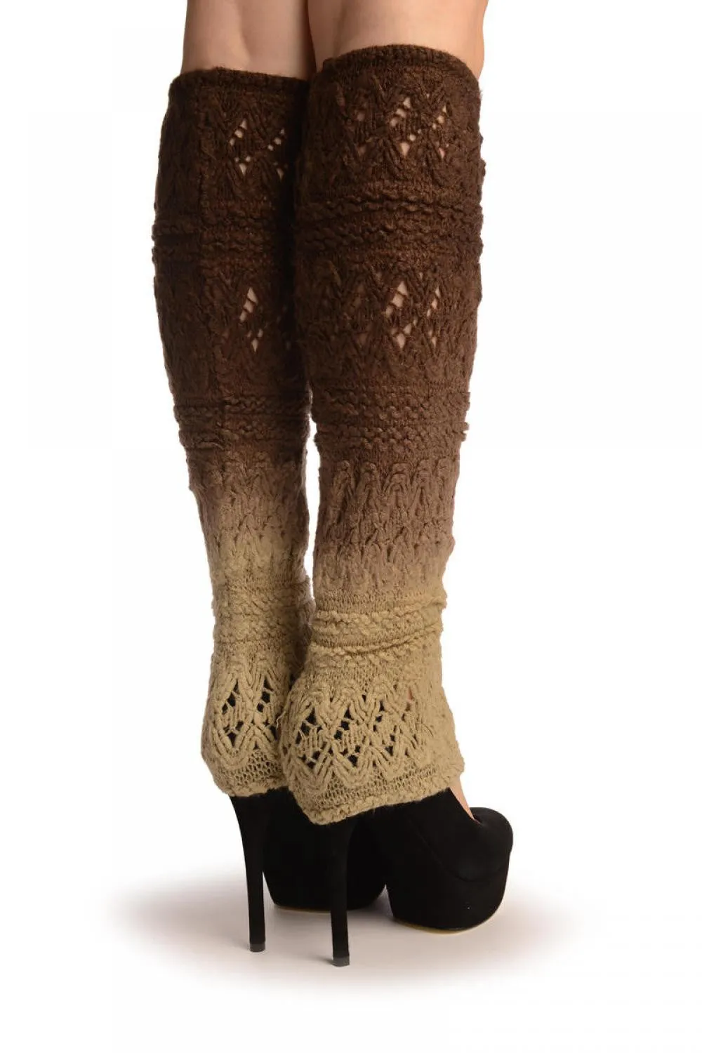 Beige & Brown Ombre Soft Knitted Lace