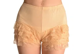 Beige Lace Ruffle Shorts