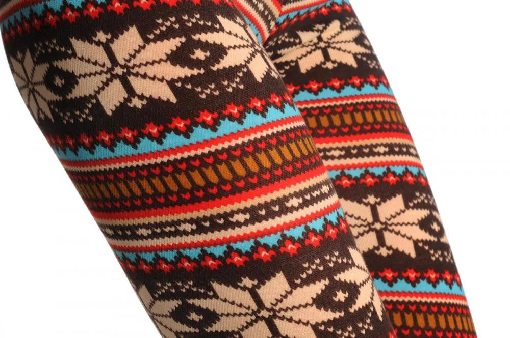 Beige Red Blue & Brown Aztec Jacquard Knit