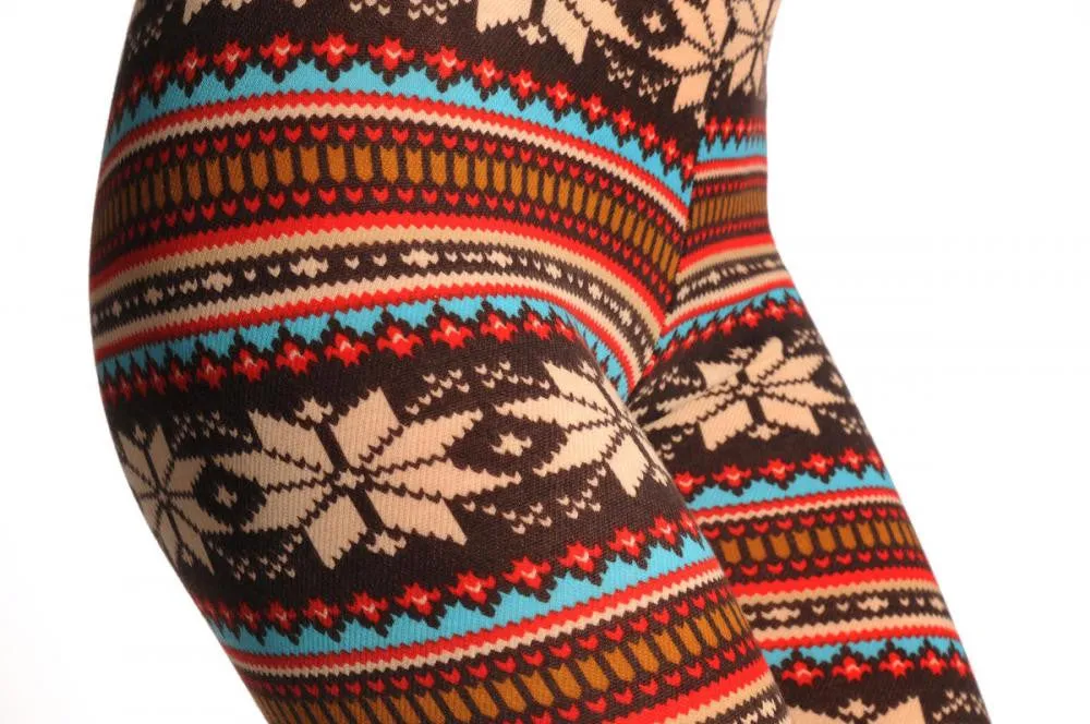 Beige Red Blue & Brown Aztec Jacquard Knit