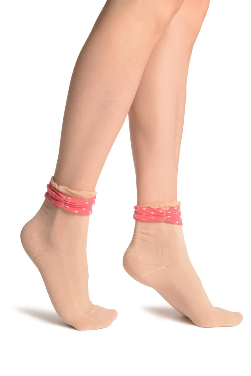 Beige With Around The Ankle Bow Ankle High Socks