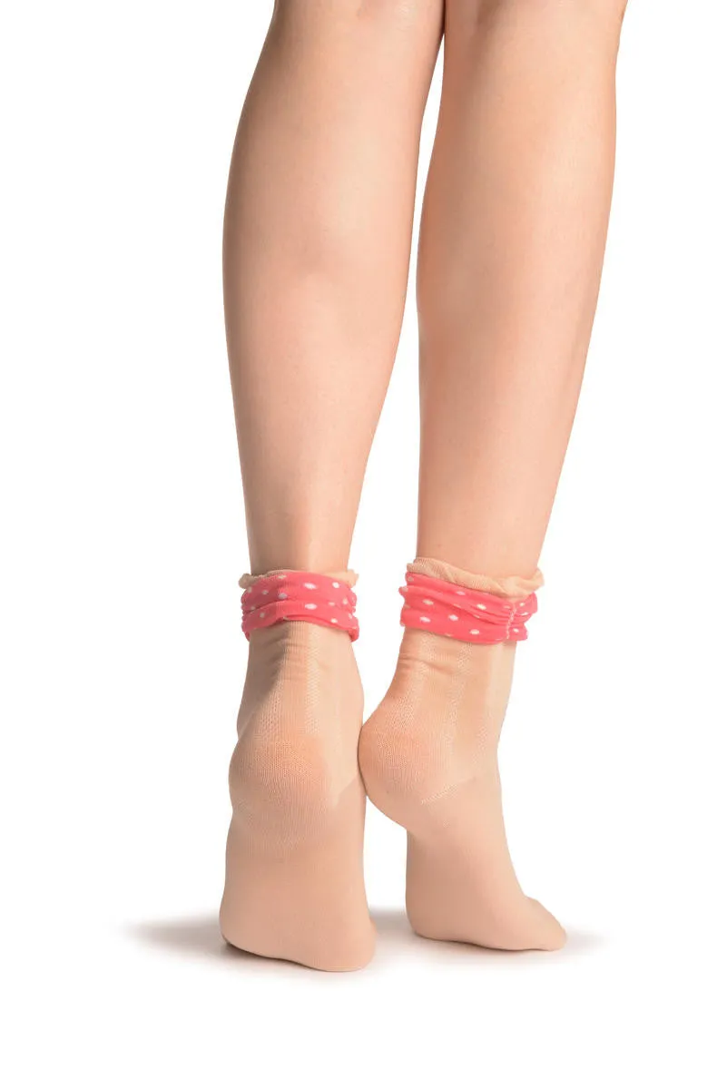 Beige With Around The Ankle Bow Ankle High Socks