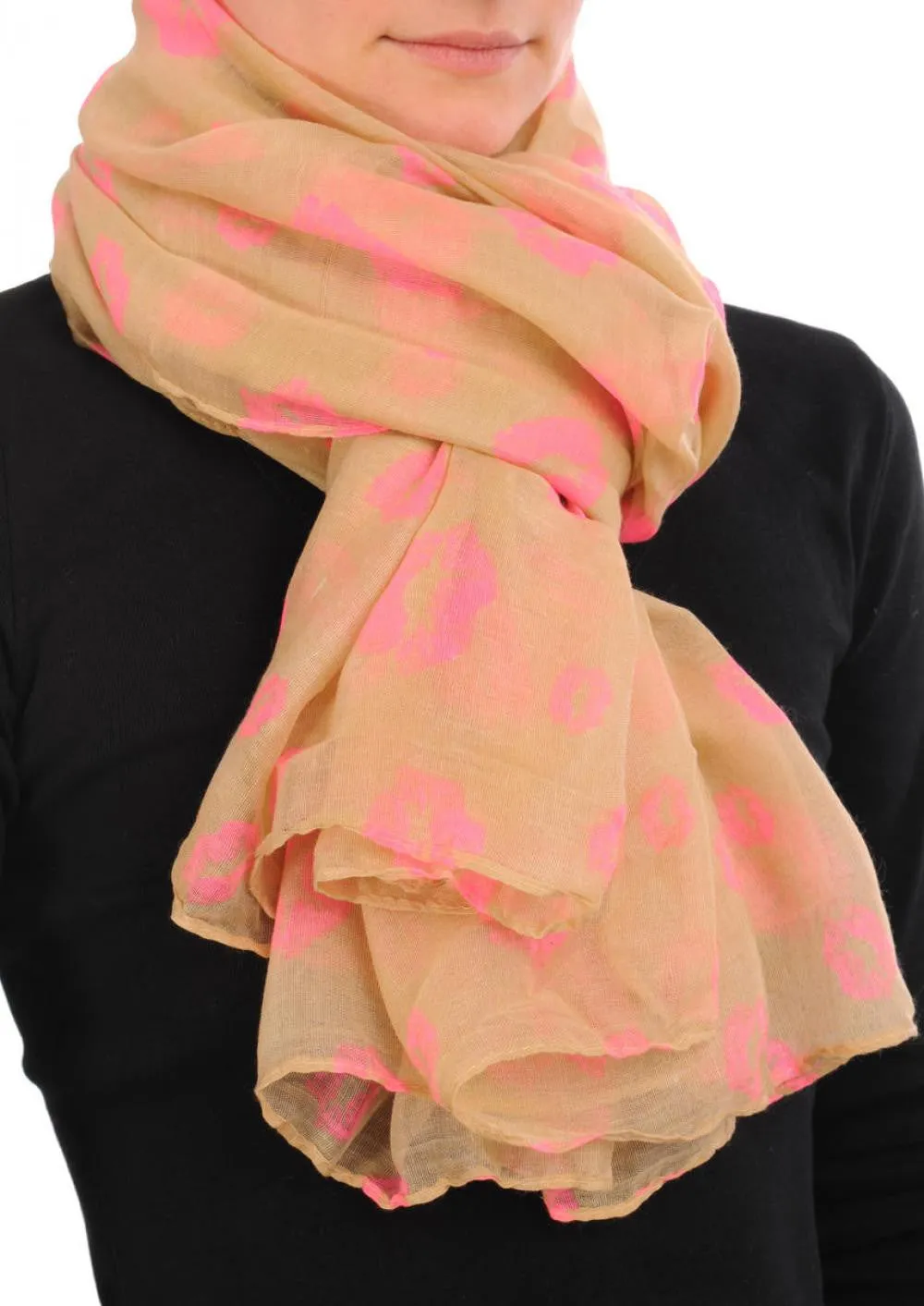 Beige With Pink Lips Unisex Scarf & Beach Sarong