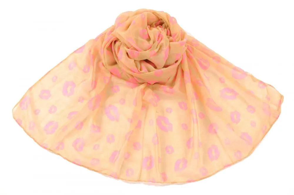 Beige With Pink Lips Unisex Scarf & Beach Sarong