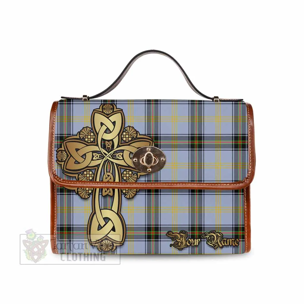 Bell Tartan Waterproof Canvas Bag Golden Thistle Celtic Cross Style