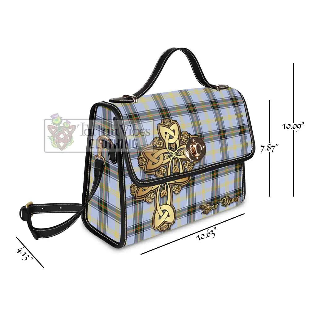 Bell Tartan Waterproof Canvas Bag Golden Thistle Celtic Cross Style