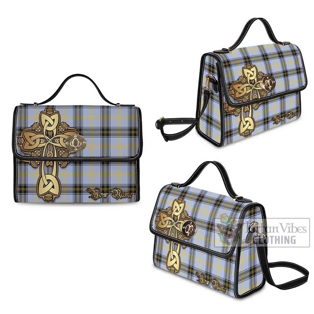 Bell Tartan Waterproof Canvas Bag Golden Thistle Celtic Cross Style