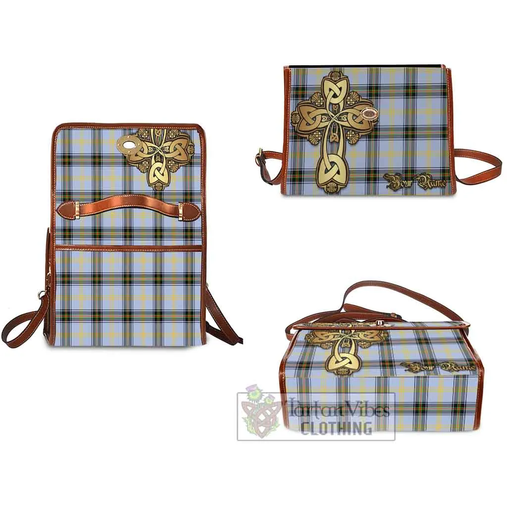 Bell Tartan Waterproof Canvas Bag Golden Thistle Celtic Cross Style