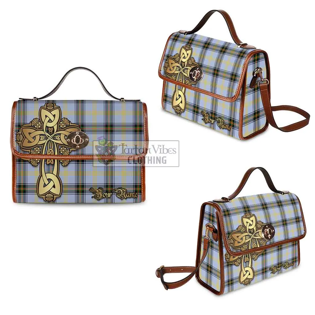 Bell Tartan Waterproof Canvas Bag Golden Thistle Celtic Cross Style