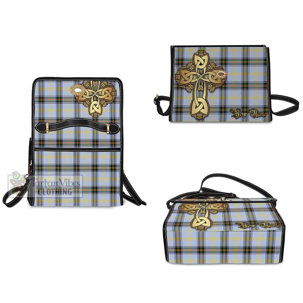 Bell Tartan Waterproof Canvas Bag Golden Thistle Celtic Cross Style