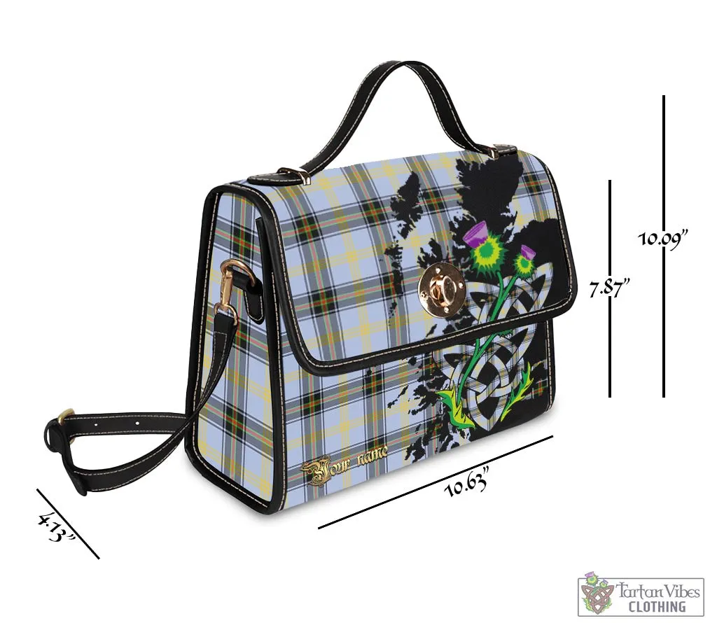 Bell Tartan Waterproof Canvas Bag with Scotland Map and Thistle Celtic Accents