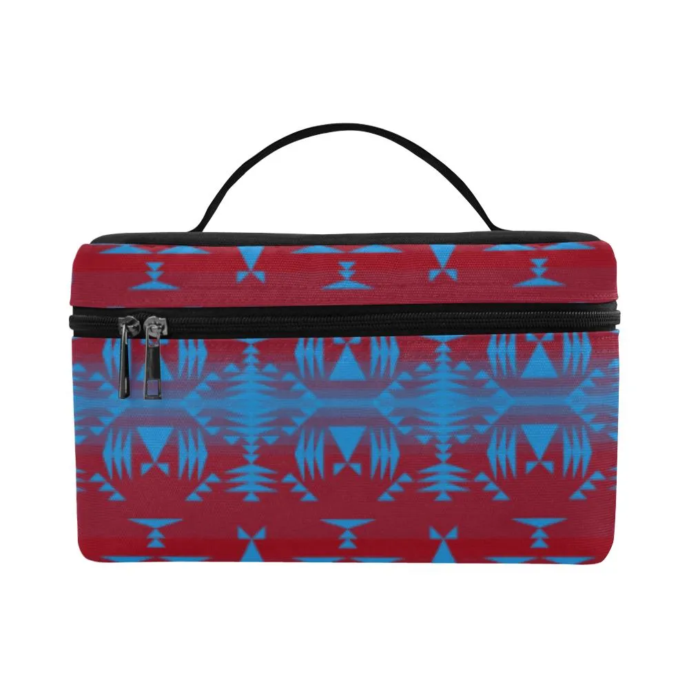 Between the Mountains Red Teal Cosmetic Bag/Large